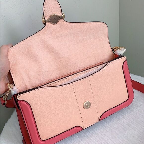 New Coach Genuine Leather Shoulder Bag In Colorblock - Picture 10 of 16